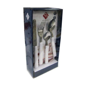 SET CUBIERTOS  24P SS BLACK/WHITE RB