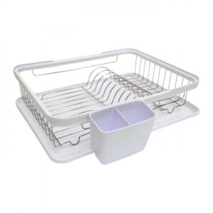 ESCURRIDOR PARA PLATOS BLANCO METALICO CON BANDEJA 41.5*32.1 CM