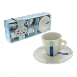 TAZA CON PLATO SET DE 12 PIEZAS PORCELANA BLANCA