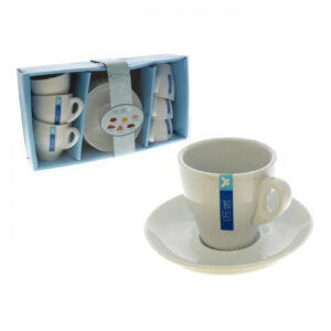 TAZA CON PLATO SET 12 PIEZAS CAFE GDE.PORCELANA BL