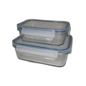 SET 2 PIEZAS CONSERVADORES VIDRIO REFRACTARIO T/PLAST RECTANGULARES 400 , 900 ML (6802)