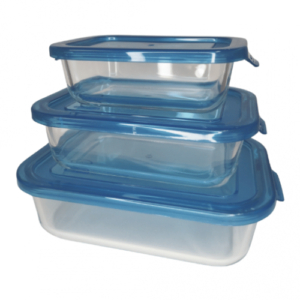 SET 3 PIEZAS CONSERVADORES VIDRIO REFRACTARIO T/PLAST 370 , 650 , 1000 ML (6817)