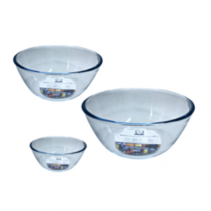 SET 3 PCS BOWL DE MEZCLA VIDRIO REFRACTARIO 1.0 , 1.5 Y 2.0 LITROS