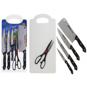 SET 3 CUCHILLO + TIJERA + HACHUELA + TABLA EN BLISTER