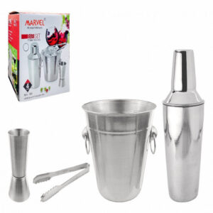SET COCKTELERA , HIELERA ,PINZA Y COPA MEDIR CAJA REGALO