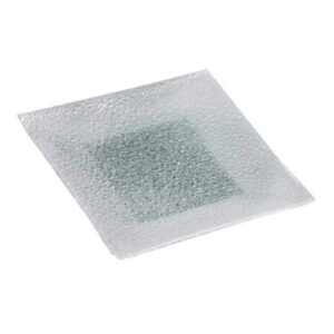 PLATO DE VIDRIO  CUADRADO EFECTOS REDONDOS 15 CM